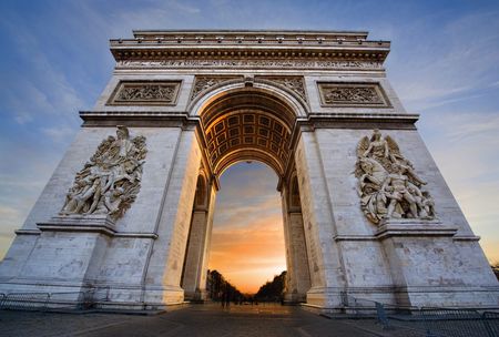 Arc De Triomphe closeup at sunrise