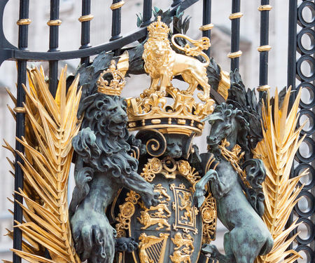Buckingham Palace front gate royal coat of arms