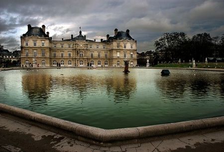 Jardin du Luxembourg palace cloudy dark and moody
