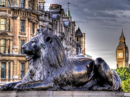 Trafalgar Square Lion and Big Ben