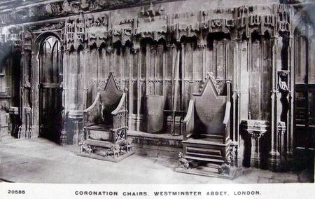 Coronation Chairs Westminster Abbey old photo