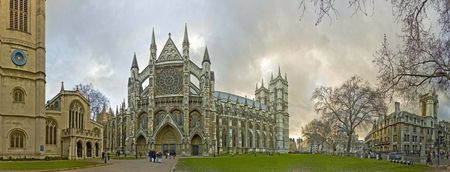 Westminster Abbey panoramic street viev